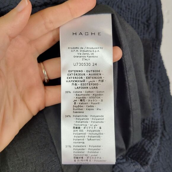 Hache navy blue textured snap front blazer coat top - Picture 10 of 11